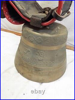 Massive Huge Large Vintage Swiss 10 Brass Cow Farm Bell Tool Bull withBelt