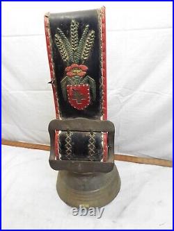 Massive Huge Large Vintage Swiss 10 Brass Cow Farm Bell Tool Bull withBelt Massive Huge Large Vintage Swiss 10 Brass Cow Farm Bell Tool Bull withBelt