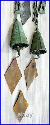 Mid Century Modern Vintage Paolo Soleri Large Bronze Chimes Bells Italy