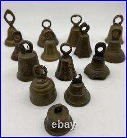 Mini Antique Brass Bells/Hanging/Set of 14