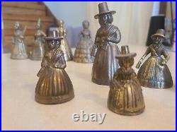 Miniature Victorian English Brass Figure Bell Collection Dutch Boy Girl 16 piece