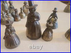 Miniature Victorian English Brass Figure Bell Collection Dutch Boy Girl 16 piece