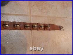 Most Magnificent Antique Sleigh Bells Leather Brass 93 Long