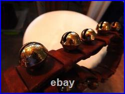 Most Magnificent Antique Sleigh Bells Leather Brass 93 Long