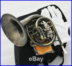 NEW Antique MiNi French Horn Bb 3 Rotary Valves Engraving Bell With Case