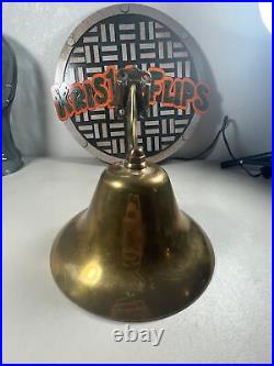 NICE Vintage Perko Ship Bell Brass Maritime Fog Bell Wall Hung 8Diameter 2.4lbs