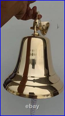 Nautical 11 Big Hanging Door Bell Antique Brass Ship With Wall Mounted Bracket