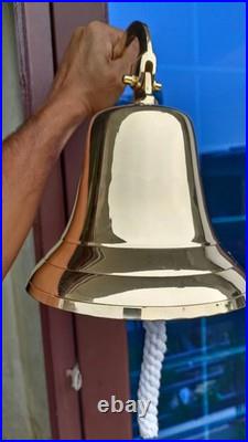 Nautical 11 Big Hanging Door Bell Antique Brass Ship With Wall Mounted Bracket