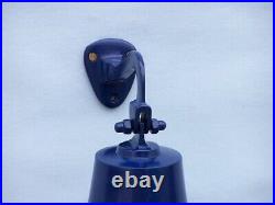 Nautical 11 Hanging Ships Bell, Solid Brass Blue Finish, Full Rich Tone