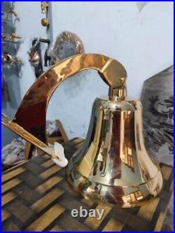 Nautical 18 Big Hanging Door Bell Antique Brass Ship With Wall Mounted Bracket