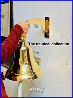 Nautical 18 Big Hanging Door Bell Antique Brass Ship With Wall Mounted Bracket