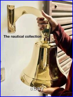 Nautical 18 Big Hanging Door Bell Antique Brass Ship With Wall Mounted Bracket