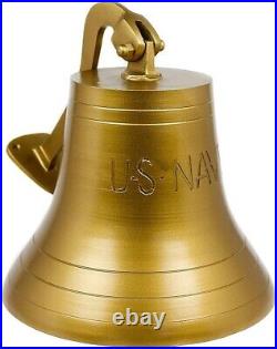 Nautical Antique Brass Aluminum Decorative Bell With U. S Navy Engraved