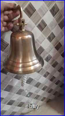 Nautical Antique Brass Hanging Door Ship Bell 9 Big With Wall Mounted Bracket