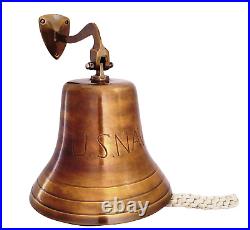 Nautical Antique Solid Brass US Navy Ship Bell, Maritime Navy Ship's Decor & Gif