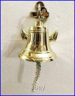 Nautical Brass Anchor 6'' Bell Ship Ring Home Kitchen Door Bell Wall Hanging