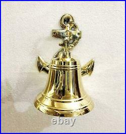 Nautical Brass Anchor 6'' Bell Ship Ring Home Kitchen Door Bell Wall Hanging