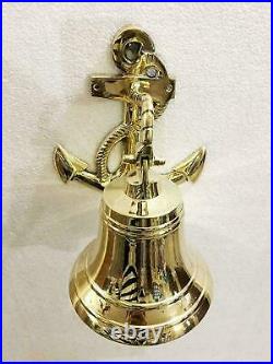 Nautical Brass Anchor 6'' Bell Ship Ring Home Kitchen Door Bell Wall Hanging