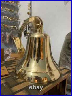 Nautical Brass Solid Hanging Door Bell Ship 18 Big Wall Mounted Bracket gift