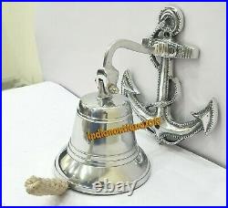 Nautical Chrome Bell Anchor Ship Boat Wall Mount Door Decor Bell