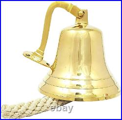 Nautical Hanging Door Bell 6 Maritime Brass Ship Bell Wall Mounted Bracket Gift