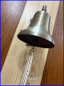 Nautical Ship Bell Wall Mount Antique Brass Finish Boat Bell With Rope Marine