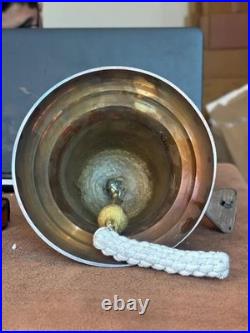 New 14 Nautical Antique Brass Ship Hanging Door Bell Big Wall Mounted Bracket