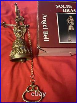 New Vintage Wall Mount Brass Bell Door Knocker Monastery with Chain