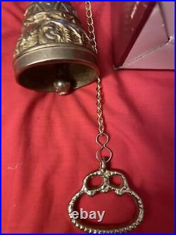 New Vintage Wall Mount Brass Bell Door Knocker Monastery with Chain