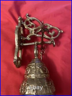 New Vintage Wall Mount Brass Bell Door Knocker Monastery with Chain