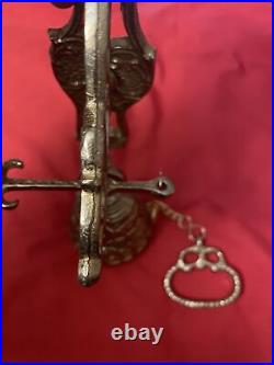 New Vintage Wall Mount Brass Bell Door Knocker Monastery with Chain