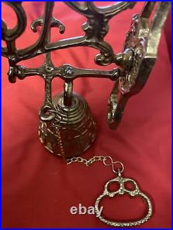 New Vintage Wall Mount Brass Bell Door Knocker Monastery with Chain