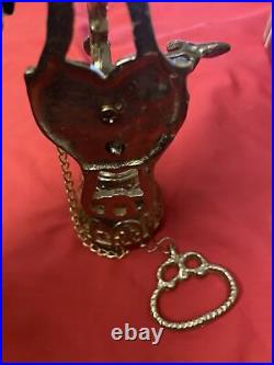 New Vintage Wall Mount Brass Bell Door Knocker Monastery with Chain