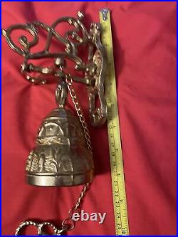 New Vintage Wall Mount Brass Bell Door Knocker Monastery with Chain