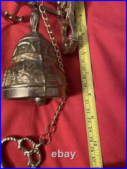 New Vintage Wall Mount Brass Bell Door Knocker Monastery with Chain