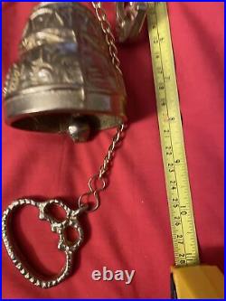 New Vintage Wall Mount Brass Bell Door Knocker Monastery with Chain