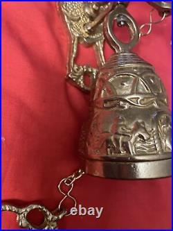 New Vintage Wall Mount Brass Bell Door Knocker Monastery with Chain