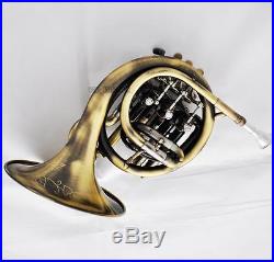 Newest Antique Piccolo Mini French Horn B-flat Pocket horn Engraving Bell Withcase