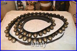 Nice Antique Acorn Style Brass or other Sleigh Bells Strand 58 Bells & 8' Strand