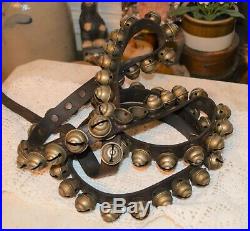 Nice Antique Acorn Style Brass or other Sleigh Bells Strand 58 Bells & 8' Strand