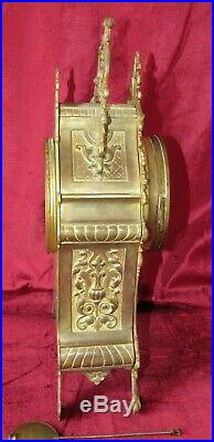 Nice French 19th Century Brass Bell Striking 8 Day Mantle Clock