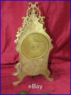 Nice French 19th Century Brass Bell Striking 8 Day Mantle Clock