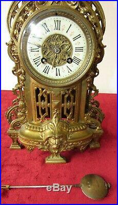 Nice French 19th Century Brass Bell Striking Mantle Clock
