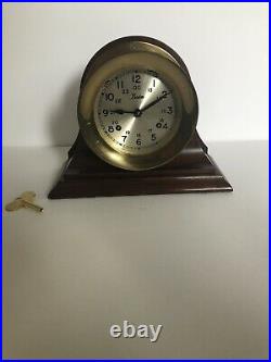 Nice Vintage Working Boston Maritime Ship Bell Clock German Movement Solid Brass
