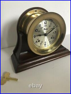 Nice Vintage Working Boston Maritime Ship Bell Clock German Movement Solid Brass