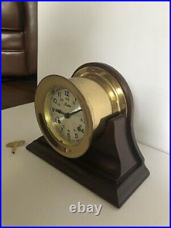 Nice Vintage Working Boston Maritime Ship Bell Clock German Movement Solid Brass