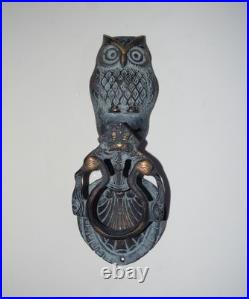 Nocturnal Owl Face Door Bell Decor Brass Dual Peacock Design Door Knocker RD695
