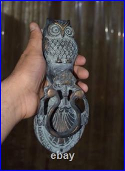 Nocturnal Owl Face Door Bell Decor Brass Dual Peacock Design Door Knocker RD695