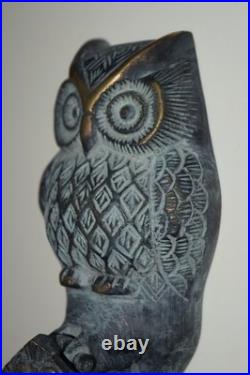 Nocturnal Owl Face Door Bell Decor Brass Dual Peacock Design Door Knocker RD695
