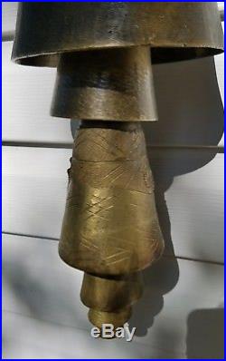 OLD Brass/Bronze Iran/Persia Camel 6 Bells 19 hanging Antique embossed Rings